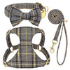 Classic Plaid Dog Collar, Harness & Leash Set with Bowtie