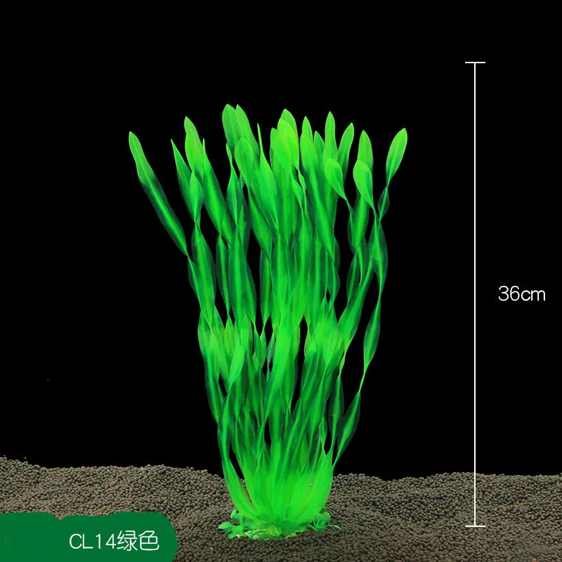 Artificial Aquarium Plants with Ceramic Base – Realistic Green Decor for Fish Tanks