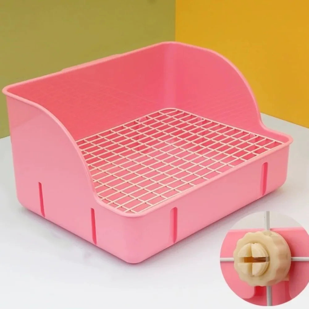 Corner Rabbit Litter Box with Removable Tray and Grid