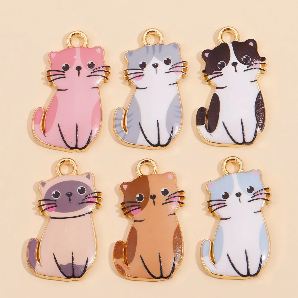 Colorful Cartoon Cat & Animal Enamel Charms for DIY Jewelry Making