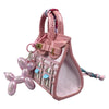 Handcrafted Mini House-Shaped Handbag with Puppy Keychain