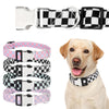 Adjustable Checker Pattern Dog Collar - Soft Nylon, Quick Release