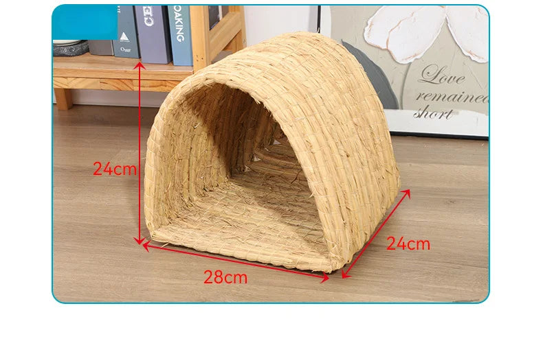 Handwoven Natural Straw Rabbit Grass Mat for Small Pets