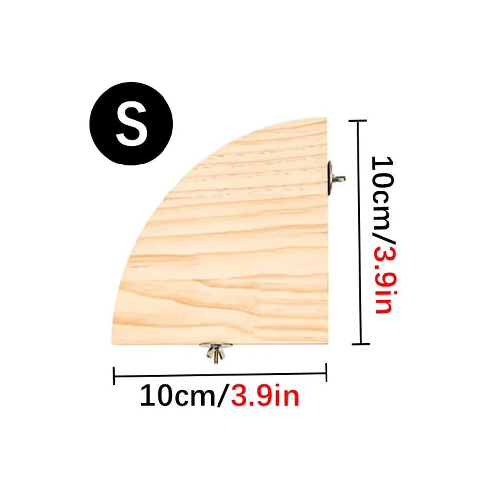 A wooden bird perch shaped like a fan, light natural wood color.