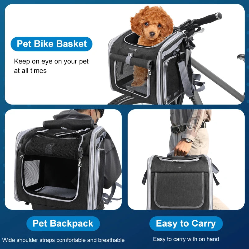 Expandable Pet Bike Basket & Travel Backpack