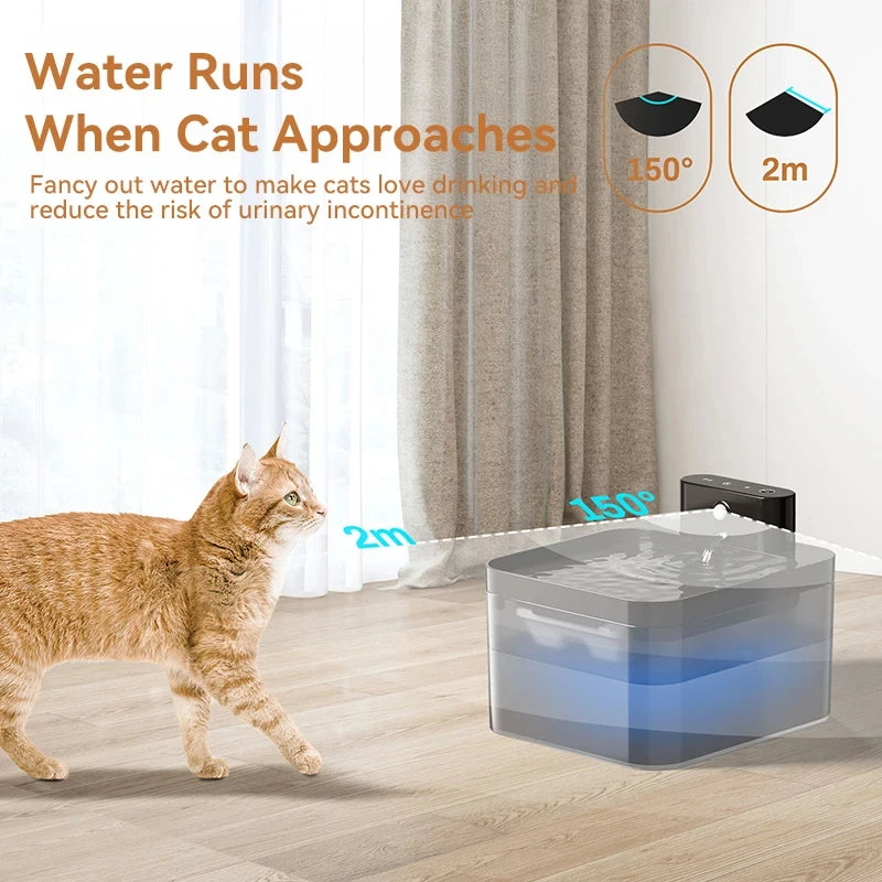 Wireless Cat Water Fountain with Infrared Sensor and 2600mAh Battery