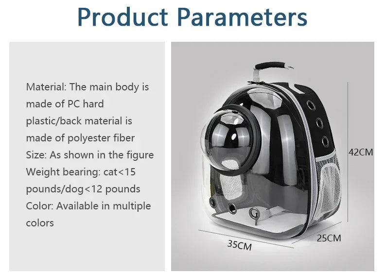 Transparent Bubble Pet Carrier Backpack for Small Dogs and Cats