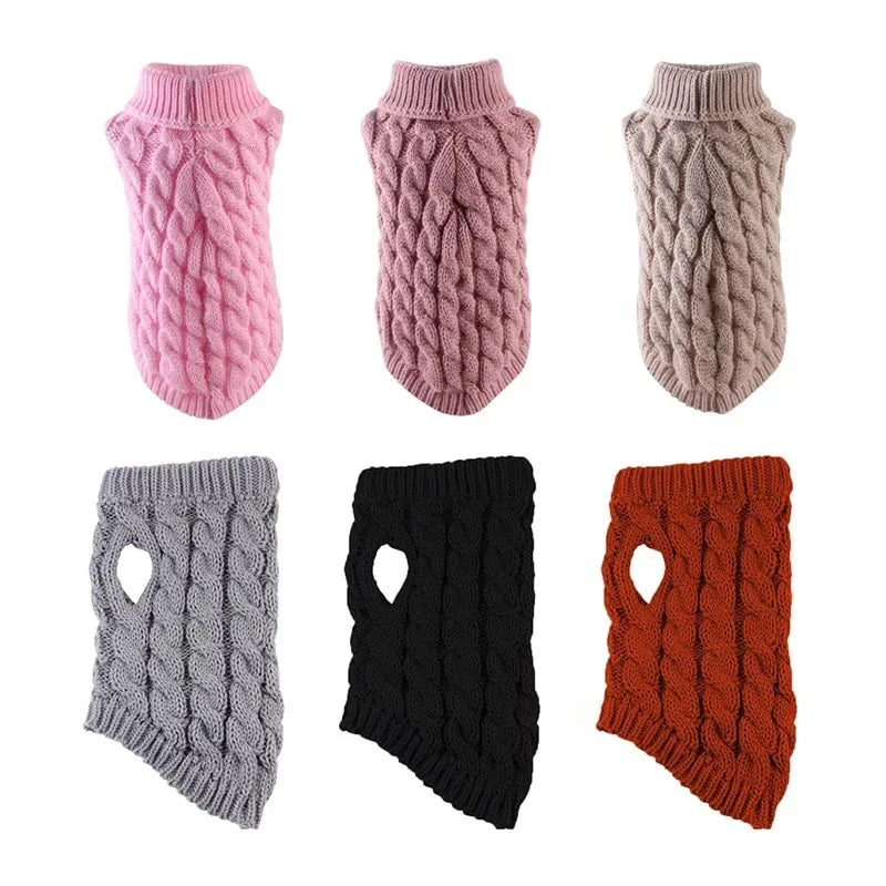 Classic Knitted Turtleneck Sweater for Small Dogs and Cats