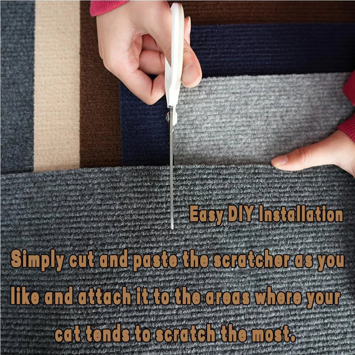 Self-Adhesive Trimmable Cat Scratching Mat for Furniture Protection