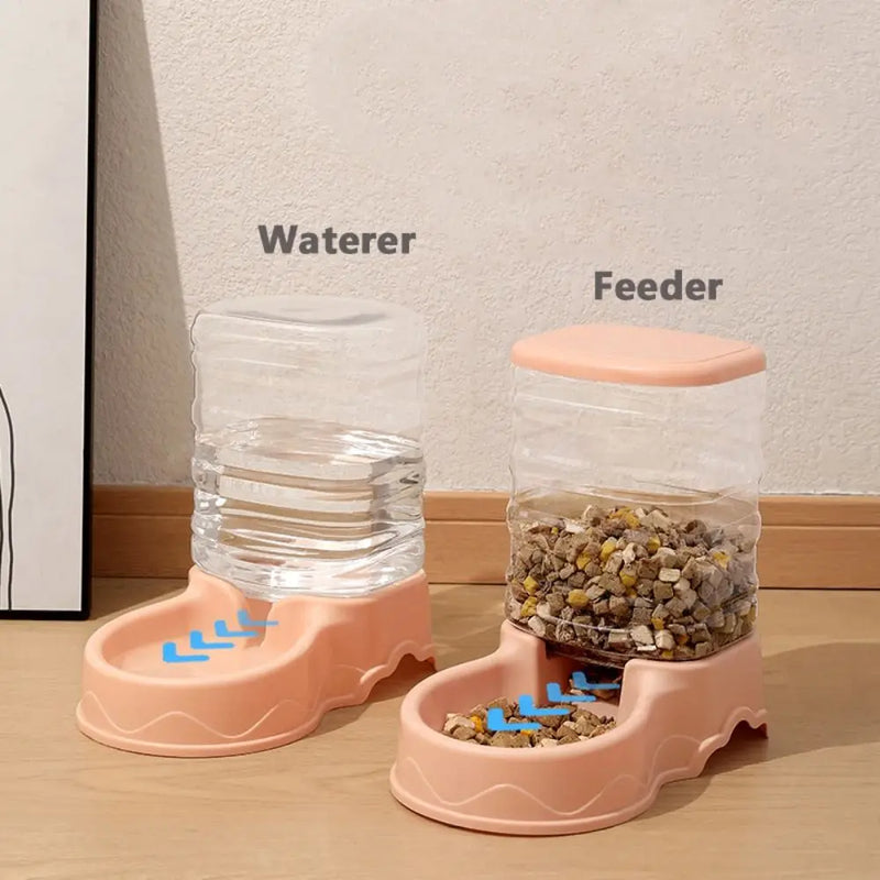 Distributeur de nourriture et fontaine à eau transparents 3,8 L pour animaux