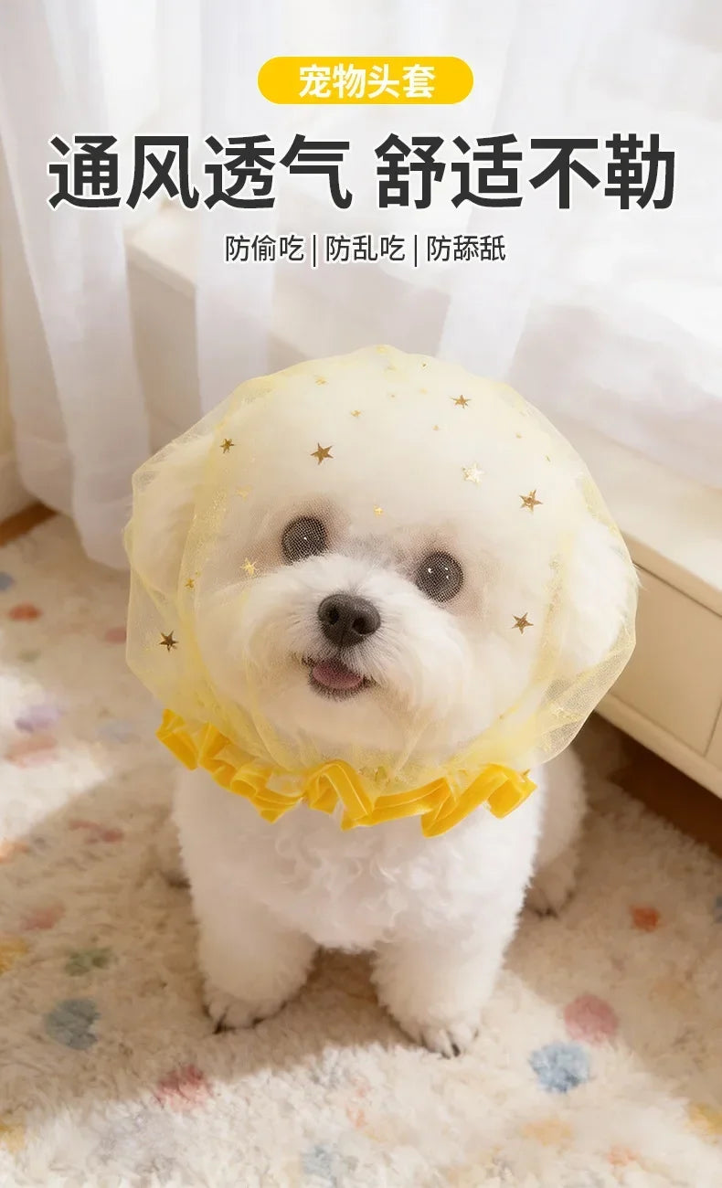 Breathable Star Tulle Dog Muzzle Cover for Outdoor Walks