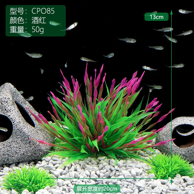 Artificial Aquarium Plants with Ceramic Base – Realistic Green Decor for Fish Tanks