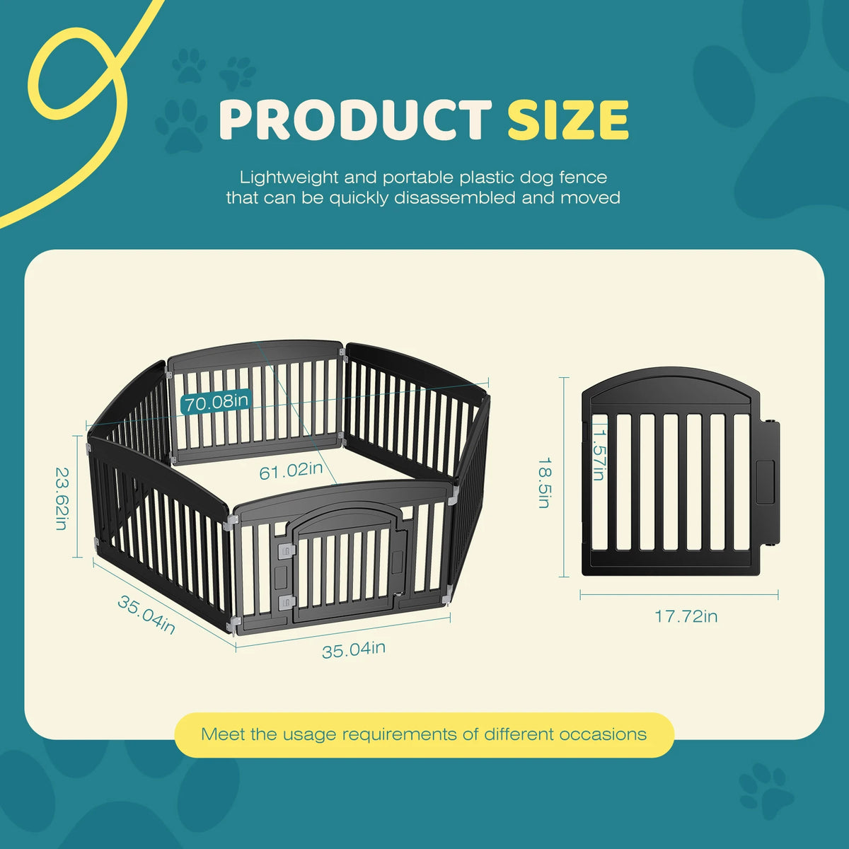 Expandable Plastic Dog Playpen with Door - 6 Panel