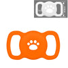 Orangefarbiger Silikon-AirTag-Halter mit Pfotenabdruck und Ösen für Tierhalsbänder