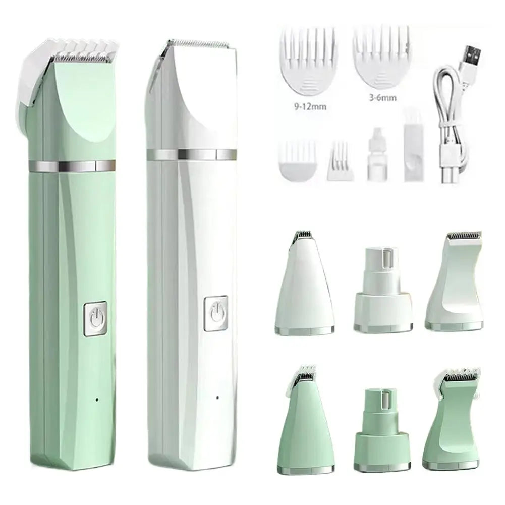4-in-1 Rechargeable Pet Grooming Kit with Dual-Speed Ceramic Blade
