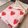 Strawberry Pink Flannel Throw Blanket for Pets and People