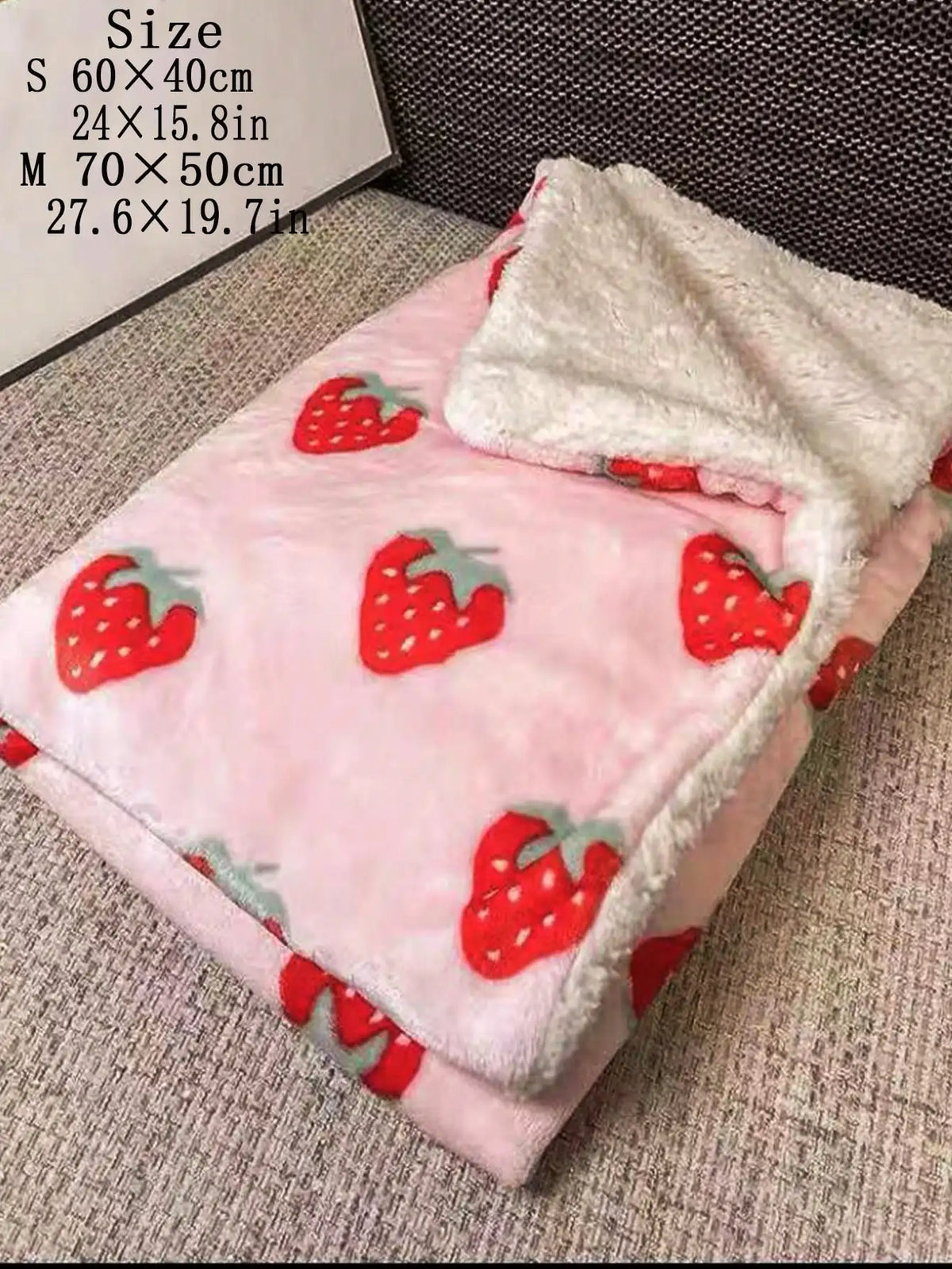 Strawberry Pink Flannel Throw Blanket for Pets and People