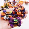 Halloween Pumpkin Print Dog Hair Bows with Rubber Bands