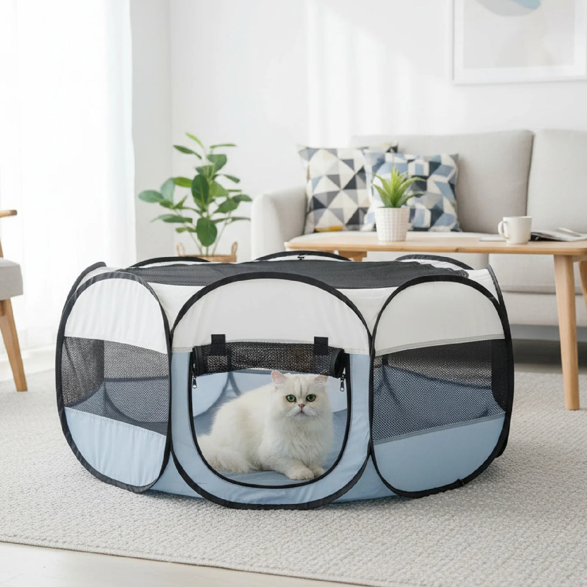 Foldable Small Pet Playpen with Cover for Indoor and Outdoor Use