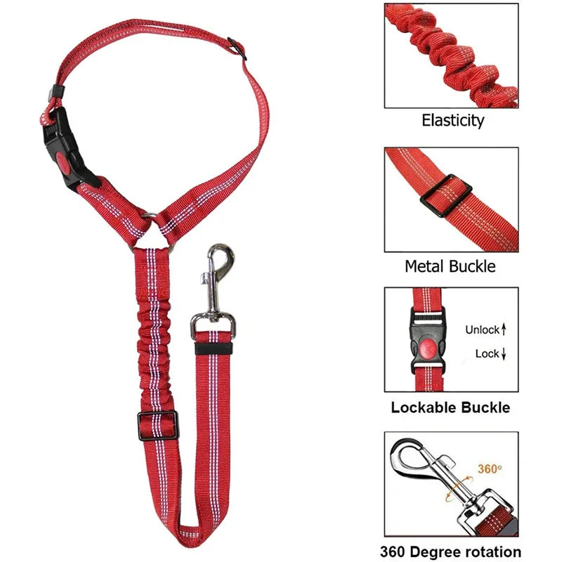 Two-in-One Pet Harness and Car Safety Belt with Reflective Leash