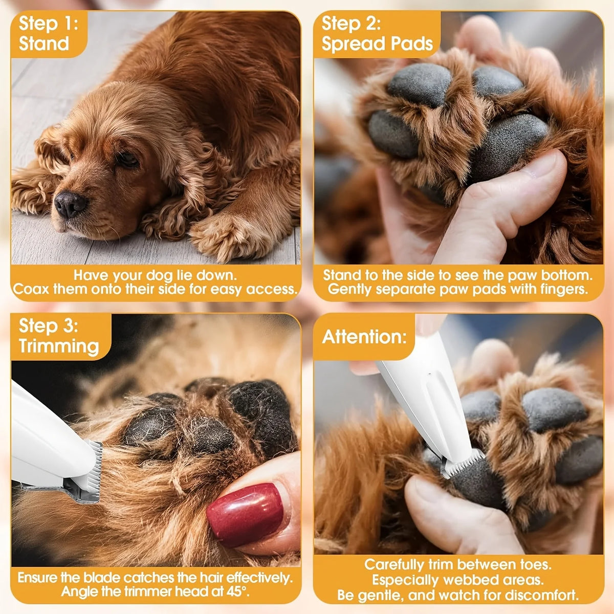 Rechargeable USB Pet Paw Trimmer – Quiet Hair Clipper for Cats and Dogs