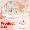 A white and red floral outfit for a porch goose decoration, shown flat and assembled.