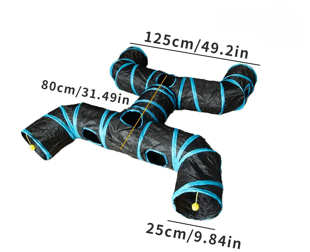 Foldable Cat Play Tunnel with S-Shaped Design