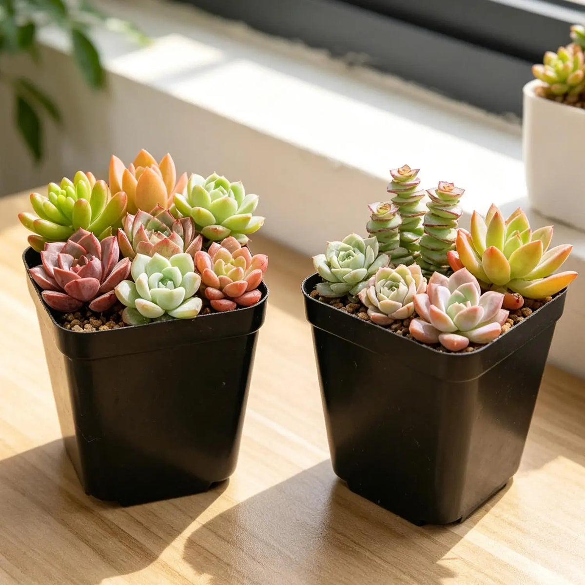 Mini Square Plastic Plant Pots with Drainage Holes for Seed Starting
