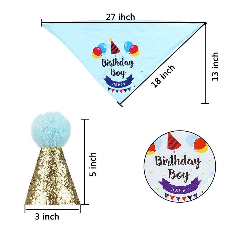 Pet Birthday Celebration Set with Hat Bandana and Bow Tie