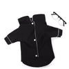 Black luxury silk pet pajamas for dogs lying flat with eyeglasses nearby