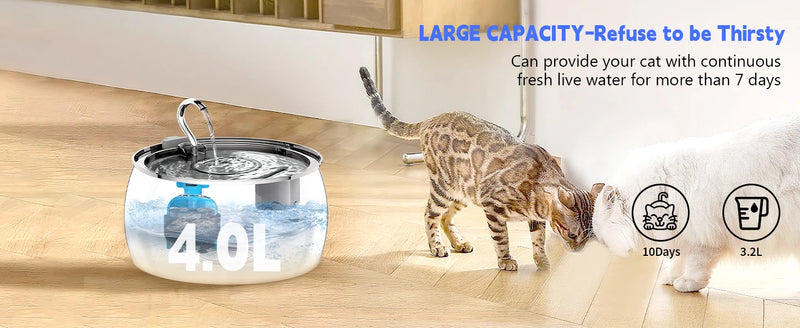 4L Stainless Steel Pet Water Fountain