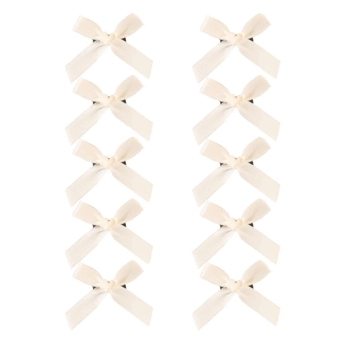 A set of white ribbon bow hair clips for girls