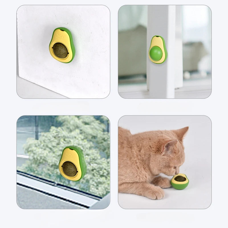 Jouet à la mélisse pour chat, monté au mur et rotatif