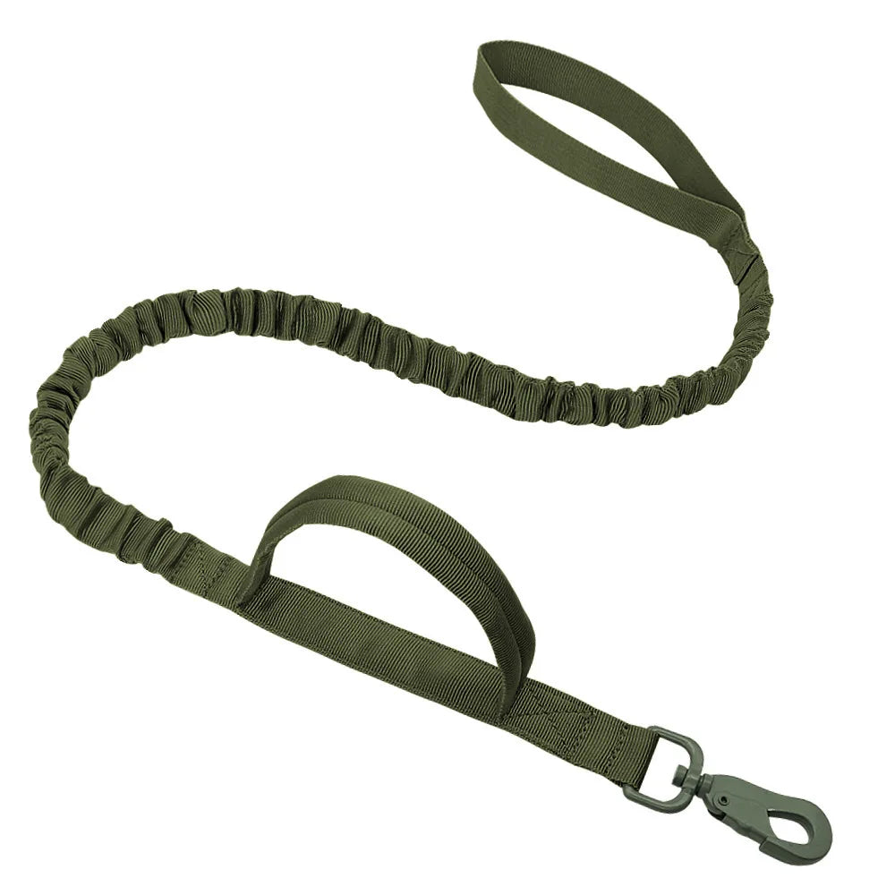 Tactical Dog Leash with Dual Handles and Shock-Absorbing Bungee