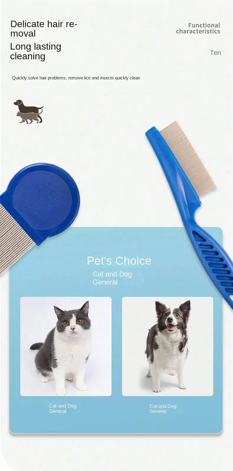Set de Peines para Aseo de Mascotas de Acero Inoxidable