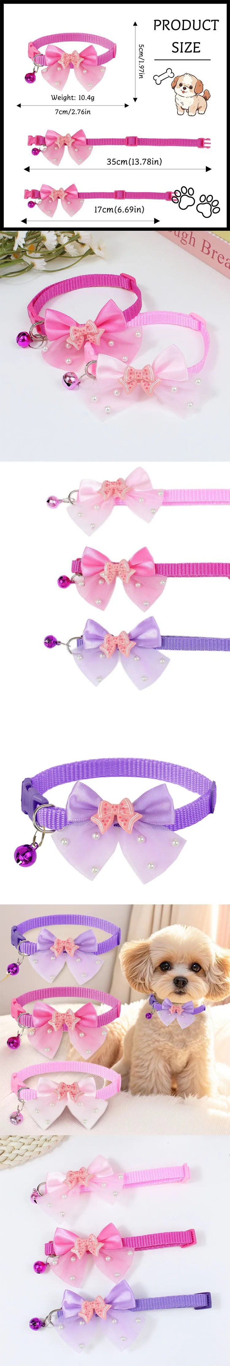 Adjustable Lace Bow Collar for Small Dogs and Cats