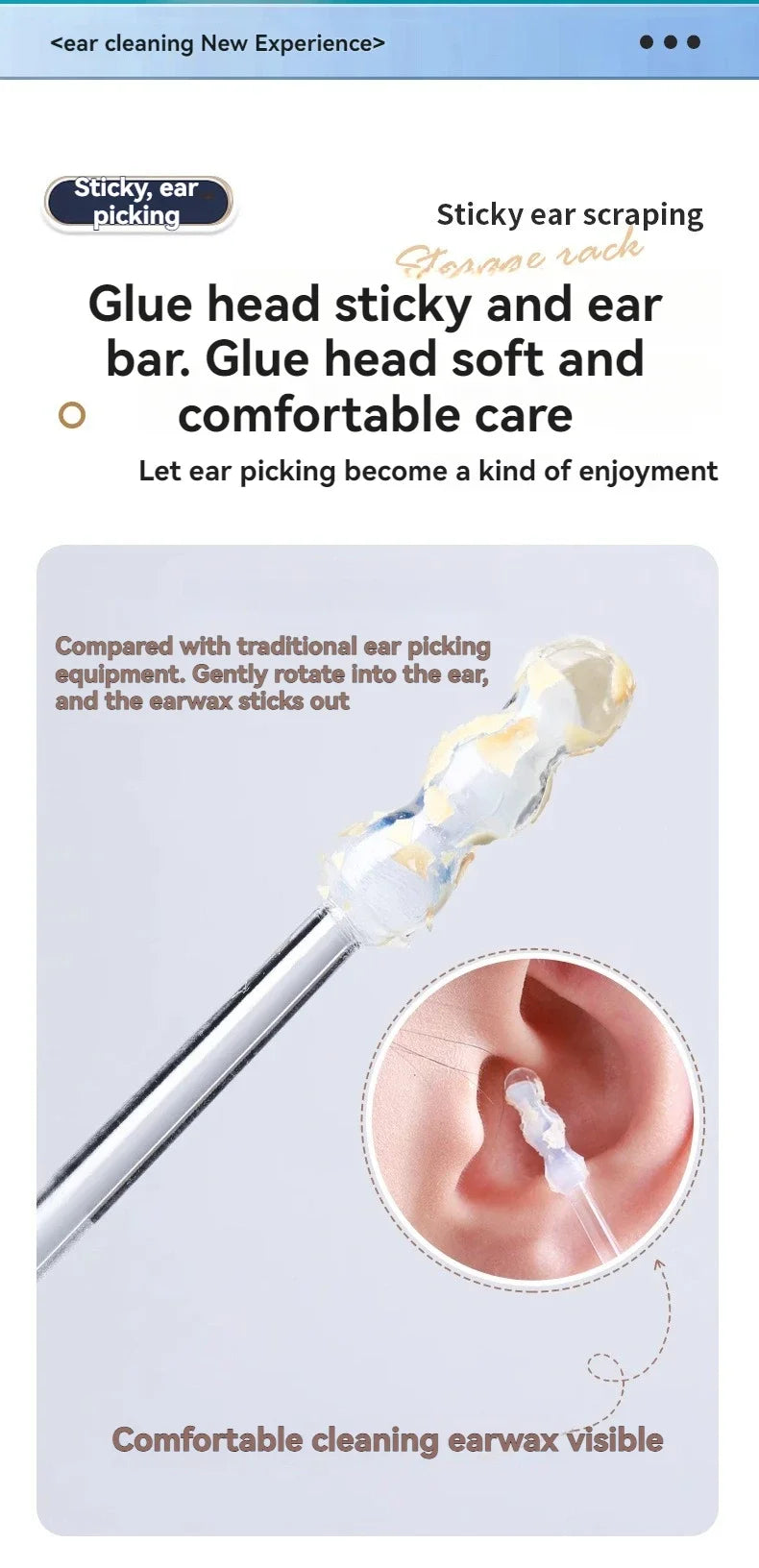 Reusable Earwax Removal Swabs with Adhesive Tips