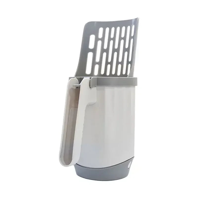Pala para arena de gato autolimpiante con dispensador integrado