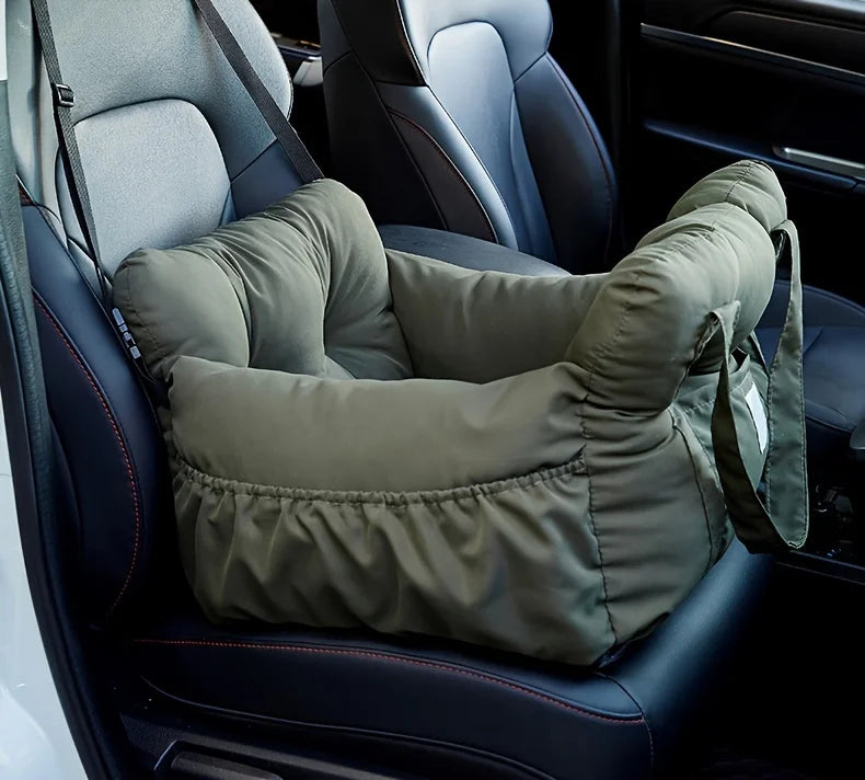 Dog Car Seat with Safety Belt – Non-Slip, Washable Travel Bed for Small Dogs