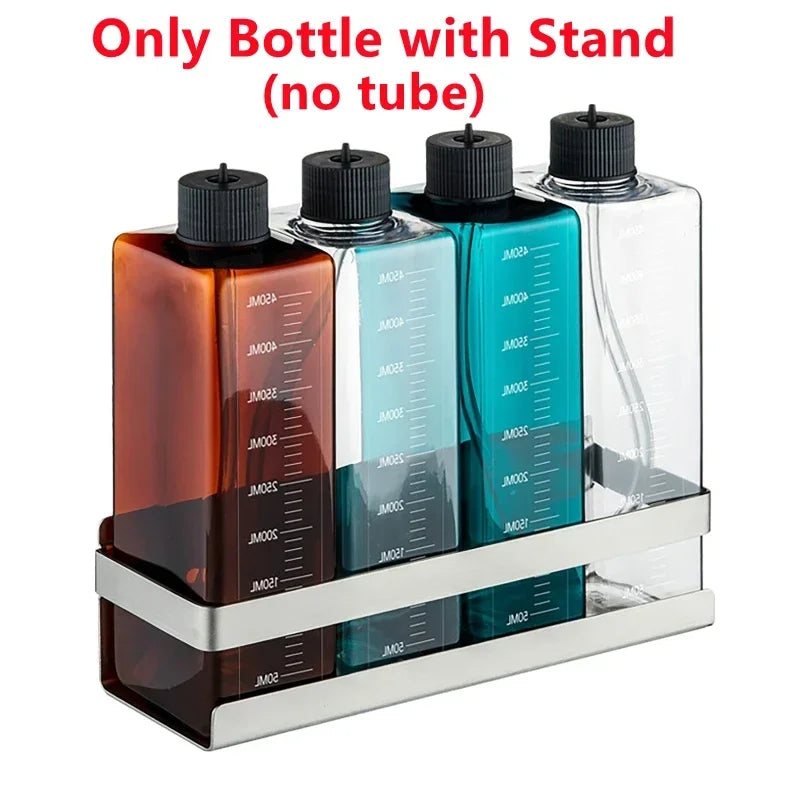 Set de Botellas Dosificadoras para Acuario de 450 ml con Base de Acero Inoxidable