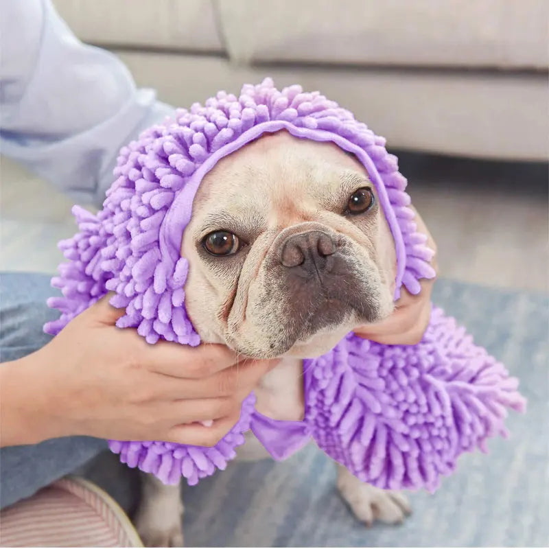 Ultra-Absorbent Chenille Pet Bath Towel with Massage Effect