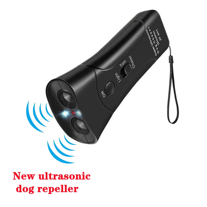 Ultrasonic Dog Repeller with LED Flashlight - 3 in 1 Bark Deterrent
