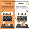 Comparaison de tapis de litière pour chats Covos, montrant la structure alvéolaire supérieure et la performance face aux autr