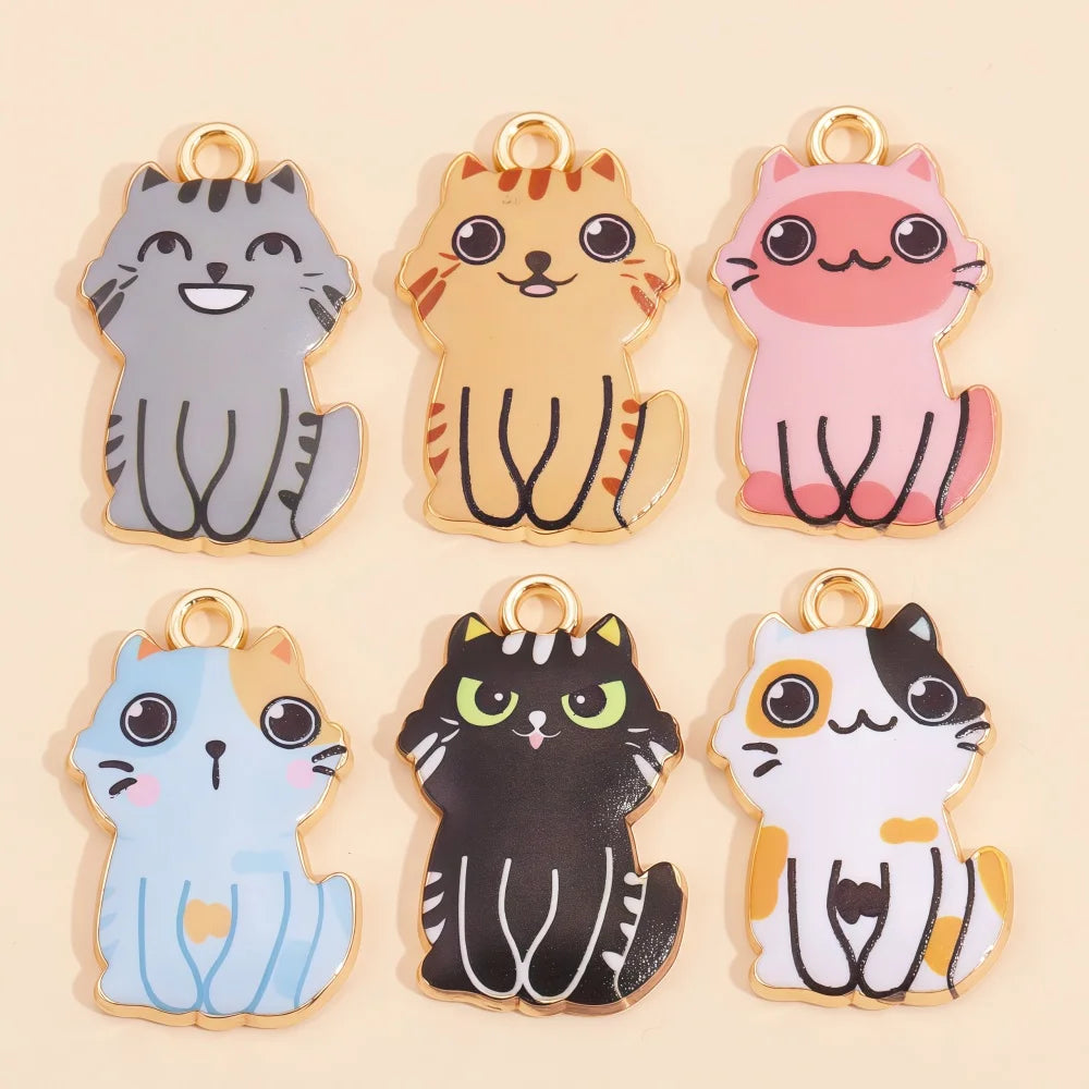 Colorful Cartoon Cat & Animal Enamel Charms for DIY Jewelry Making