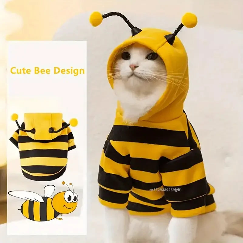 Adorable Bee Pet Hoodie for Small Dogs and Cats