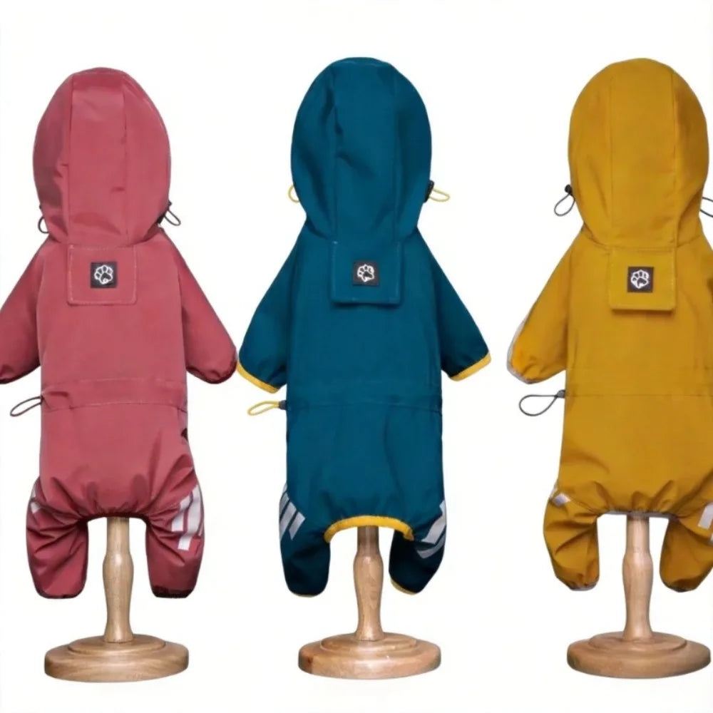 Waterproof Dog Raincoat with Reflective Hood and Leash Opening