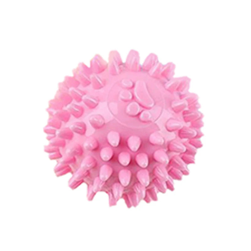 Pink rubber chew toy for small dogs featuring a textured surface for dental cleaning