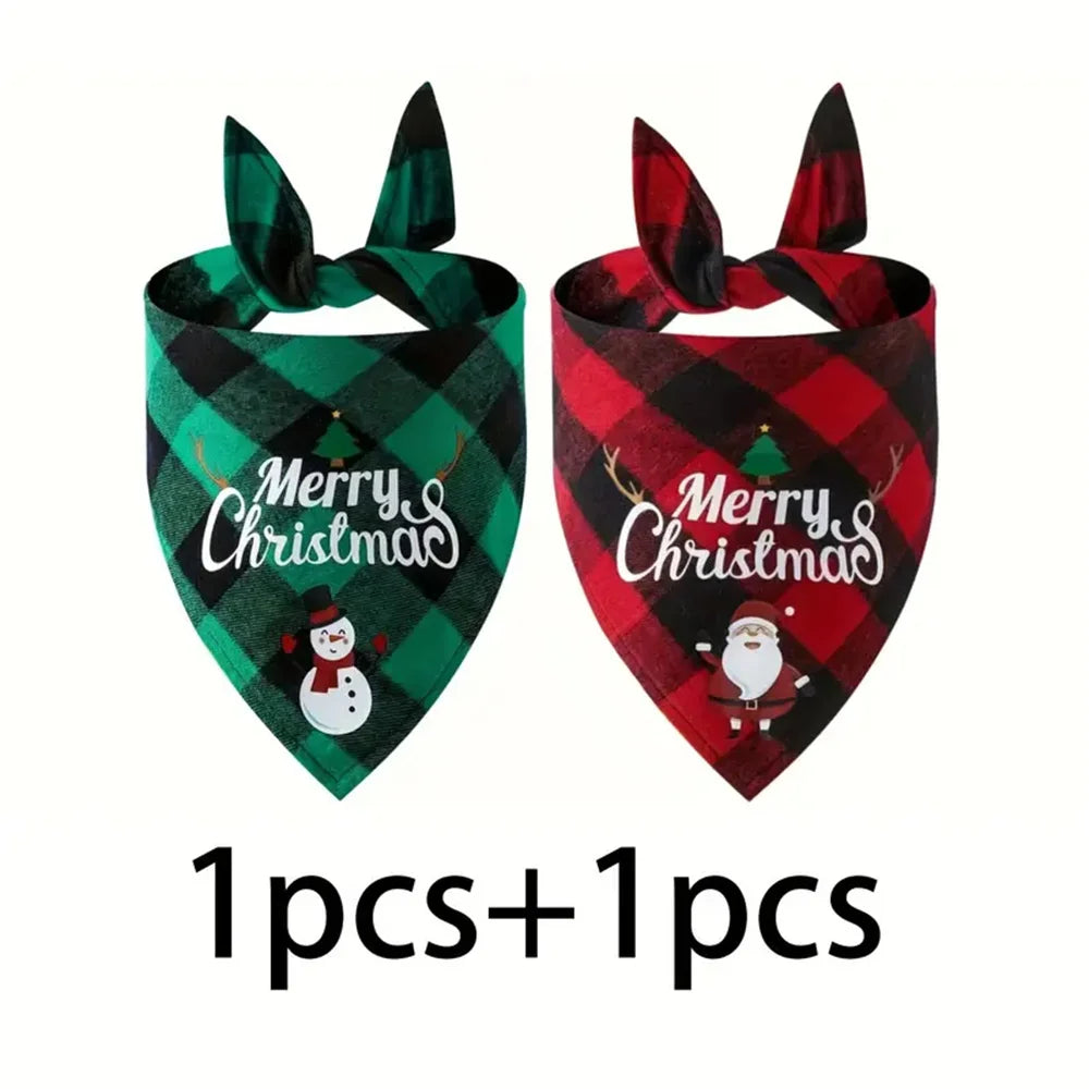 Christmas Triangle Dog Bandana Scarf with Adjustable Fit