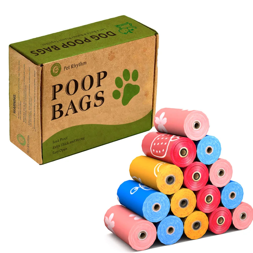 Photodegradable Dog Poop Bags with Dispenser - Extra Thick, Leak-Proof, Scented