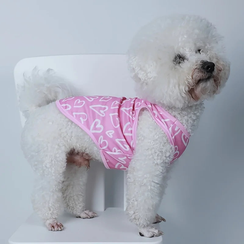 Breathable Heart-Print Pet Vest for Dogs & Cats
